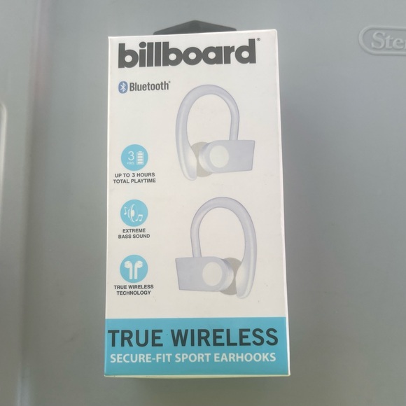 Billboard White True Wireless Bluetooth Secure-Fit Sport Earhooks NEW - Picture 1 of 2